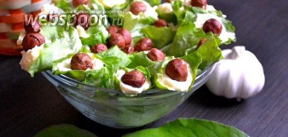 Закуска с плавленым сыром в листьях салата