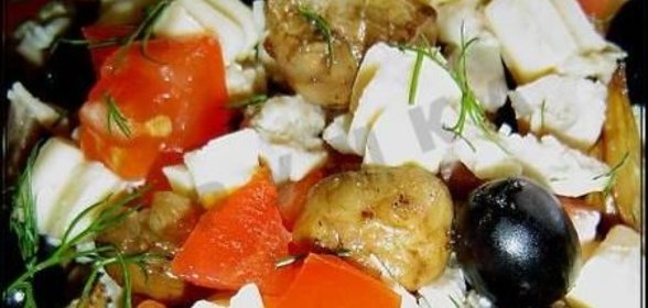 Салат Майский грибы курица помидоры