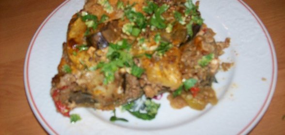 Облегченная вариация на тему Имам баилди (запеканка из овощей с фаршем)