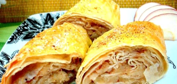 Штрудель из лаваша с яблоками