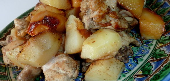 Кабоб с курицей в казане