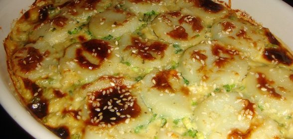 морской гребешок на рисовой подушке с мисо-соусом