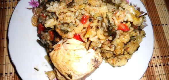 Рис с курицей и томатами