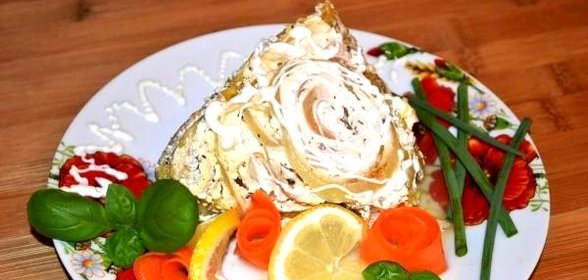 Рыба запеченная с кабачками