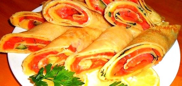 Блинчики с семгой и сыром
