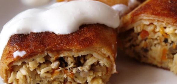 Блинчики с курицей и грибами