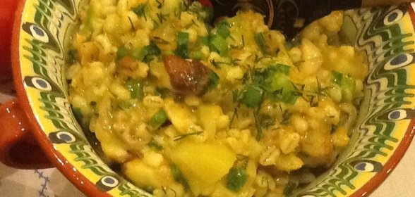 Крупеня с белыми грибами