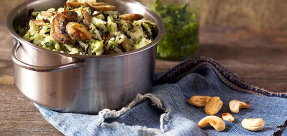 Рис с шампиньонами и песто
