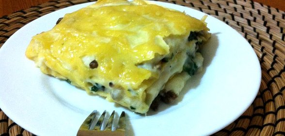 Лазанья с шампиньонами и сыром