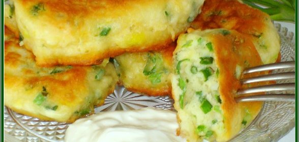 Оладьи на кефире с зеленым луком