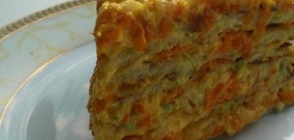 Торт кабачковый с сырно-овощной начинкой