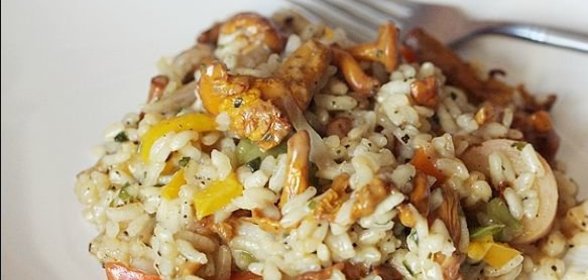 Ризотто с лисичками и овощами