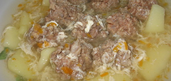 Суп картофельно-яичный с фрикадельками