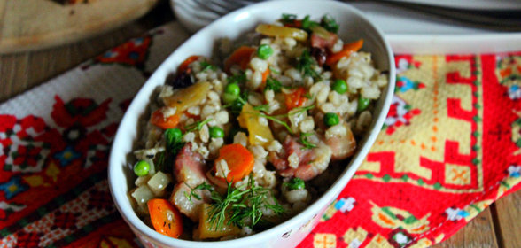 Перловка с овощами и грудинкой (Тест-драйв с Окраиной)