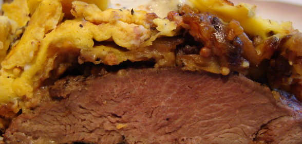 Гусиная отбивная под горчично-грибной шубкой