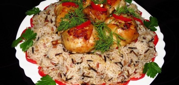 Дуэт Куриные ножки и 4 риса в соусе