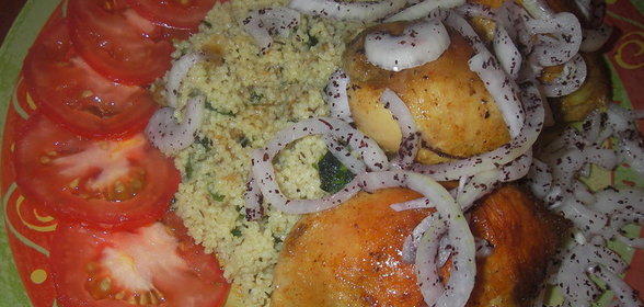 Мятный кускус с курицей в йогуртовой корочке