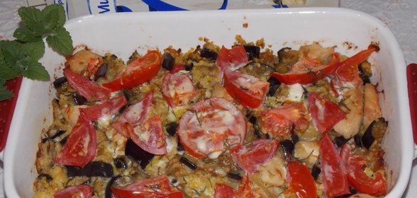 Запеканка с баклажанами и пшеном