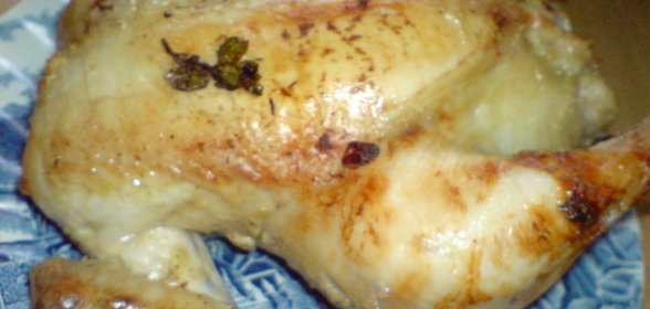 Цыплёнок по-домашнему,с маринованными грибами и сметаной