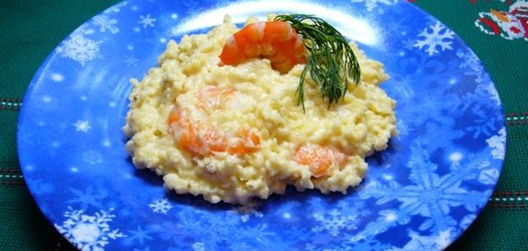 Каша пшенная с креветками