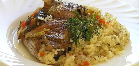 Индоутка с рисом Жасмин и сладким перцем (в мультиварке)