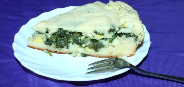 Заливной пирог со шпинатом