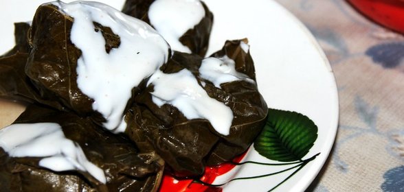Долма с мацони и чесноком