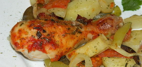 Простое овощное рагу с курицей