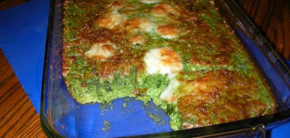 Запеканка из шпината Изумрудная в сырной корочке