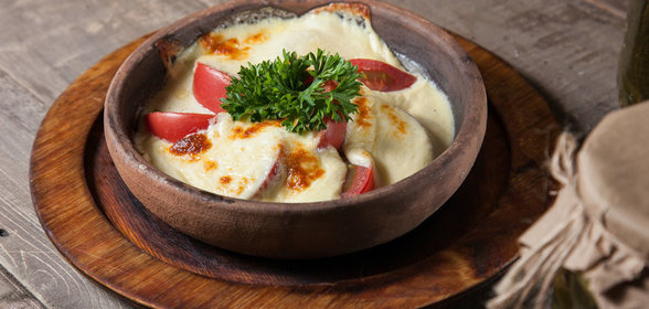 Шашлык из феты с беконом