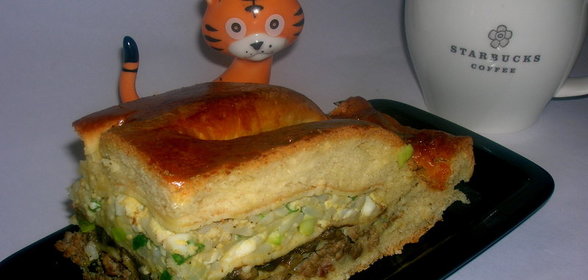 Кулебяка княжеская, многослойная