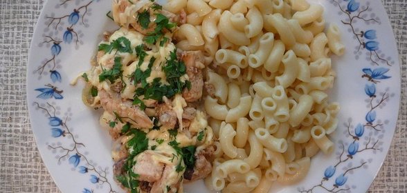 Куриная грудка, жареная с грибами