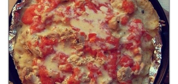 Картофельная запеканка с сыром и индейкой в сливочном соусе