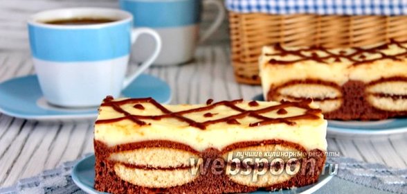 Шоколадный кухен с печеньем и пудингом