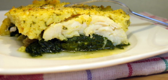 Рыбно-шпинатный гратен с кус-кусом