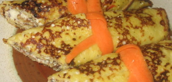 Тыквенные блинчики с творожной начинкой