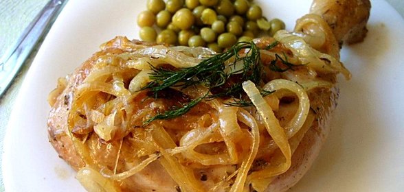Куриные окорочка в белом вине
