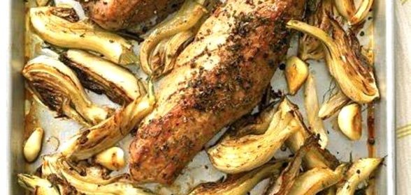 Жареная свиная вырезка с фенхелем и чесноком