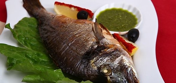 Дорада с анчоусным соусом