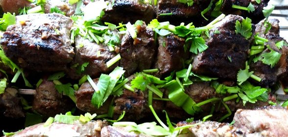 Шашлык из телячьей печени с коньяком