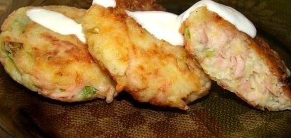 Картофельные биточки с сыром и ветчиной
