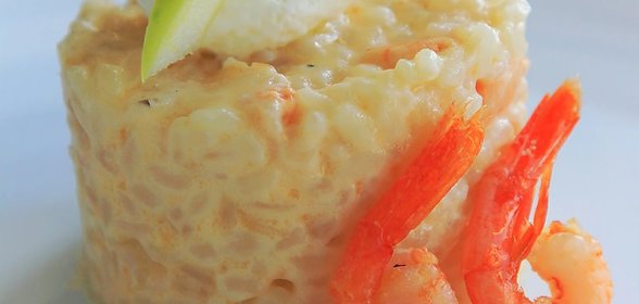 Яблочное ризотто с креветками