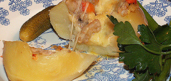 Картофель, фаршированный ризотто