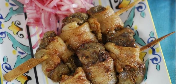 Шашлык из куриной печенки