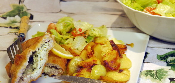 Fuldaer Sack (Свинной шницель фаршированный фетой)