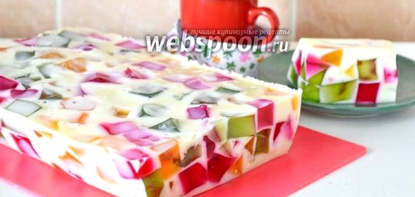 Торт-желе «Битое стекло» со сгущёнкой