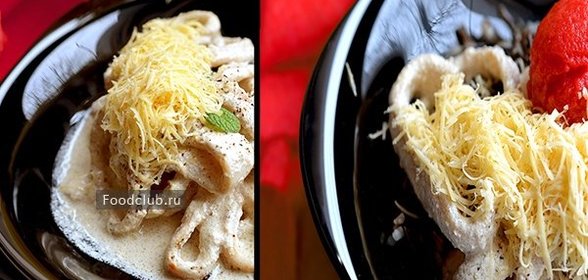 Кальмары в сметане под сыром
