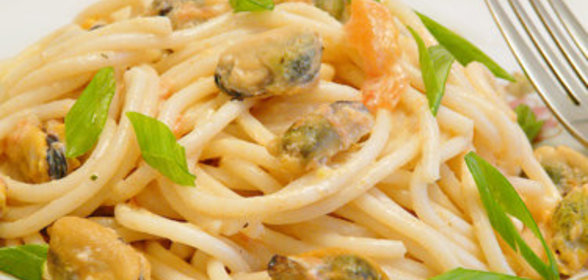 Паста с мидиями в сливочном соусе