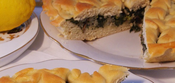 Пирог со шпинатом, рисом, грибами