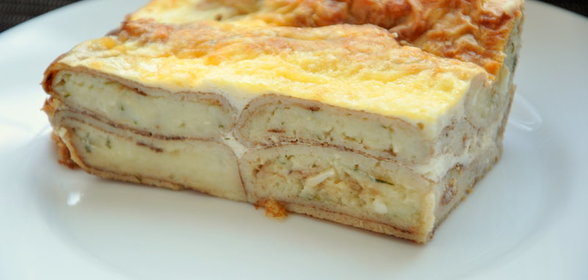 Пирог из блинчиков с картошкой